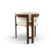 Chaise BERGAMO, bois d'hévéa, pieds bois marrons et tissus velours beige. Vue de dos