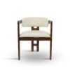 Chaise BERGAMO, bois d'hévéa, pieds bois marrons et tissus velours beige. Vue face