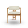 Chaise BERGAMO, bois d'hévéa, pieds bois couleur nature et tissus velours beige
