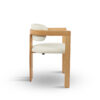 Chaise BERGAMO, bois d'hévéa, pieds bois couleur nature et tissus velours beige. Vue latérale