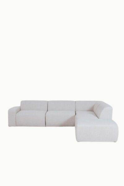 canapé Lucie XL modulable en tissu chenille déperlant, configuration XL angle droit