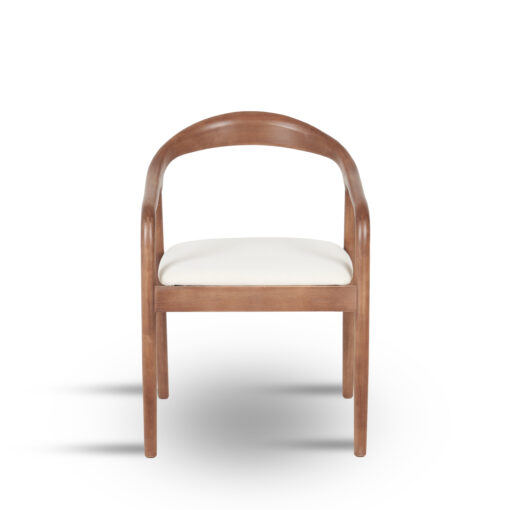 Chaise MILA en bois marron et tissu velours antitache beige, vue de face