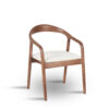 Chaise MILA en bois marron et tissu velours antitache beige, vue de profil