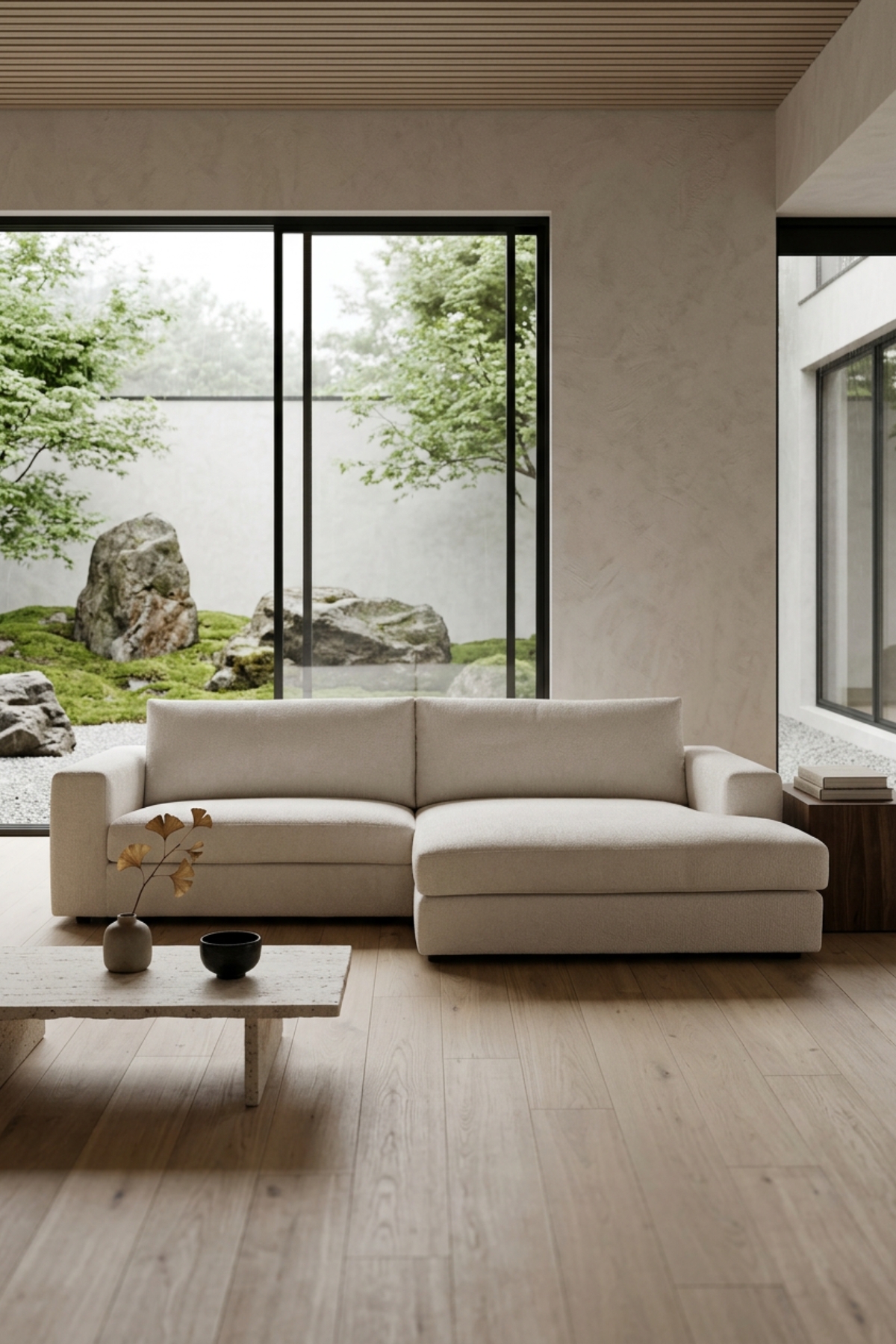 RIVIERA S CHENILLE ECRU ANGLE DROIT