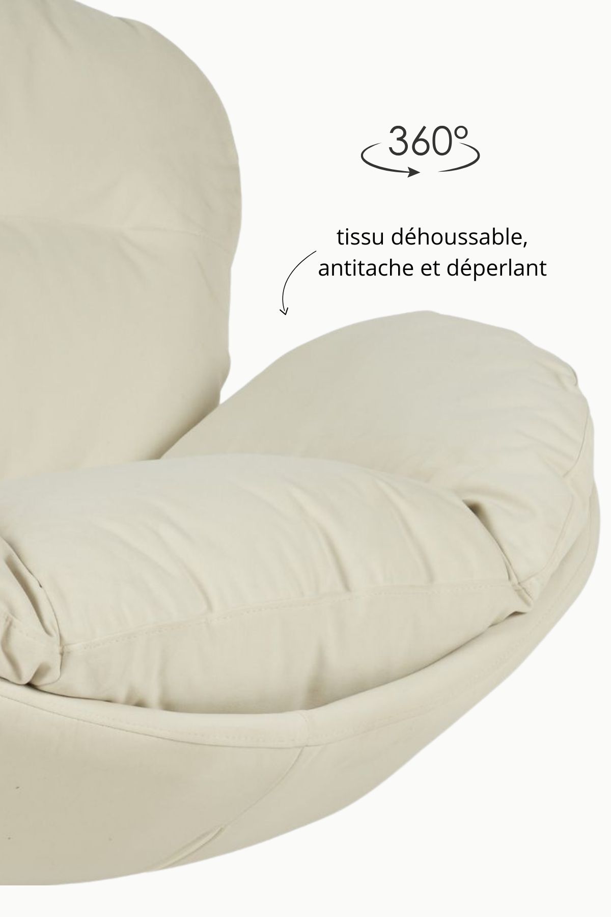 FAUTEUIL TISSU VELOURS DEHOUSSABLE ROTATIF 5