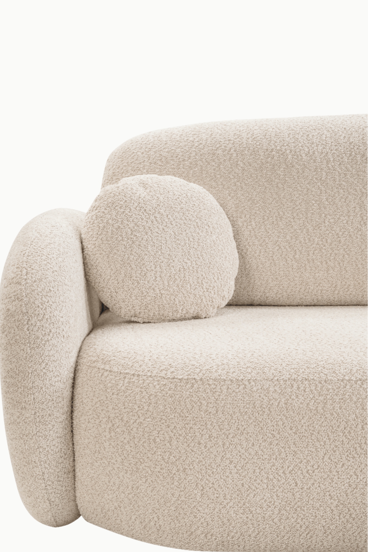 Canapé aulfa coffre et convertible en laine bouclée, modèle d’angle avec assises confortable et lignes arrondies