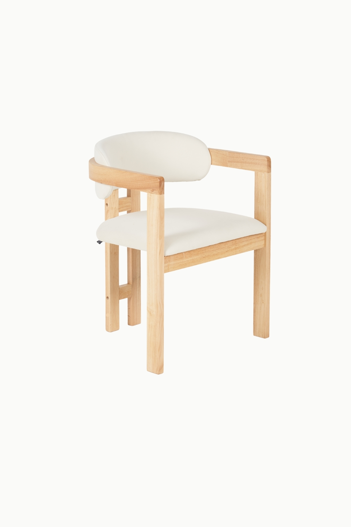 Chaise Bergamo en bois d’hévéa avec velours beige et pieds couleurs bois clair nature