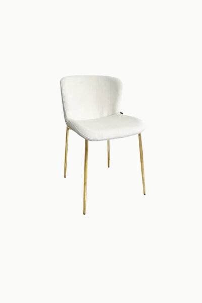 Chaise CARMEN pied design métal doré et velours beige antitache