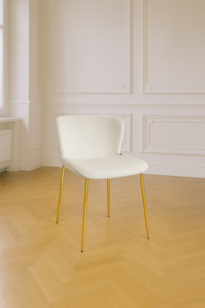 Chaise CARMEN pied design métal doré et velours beige antitache