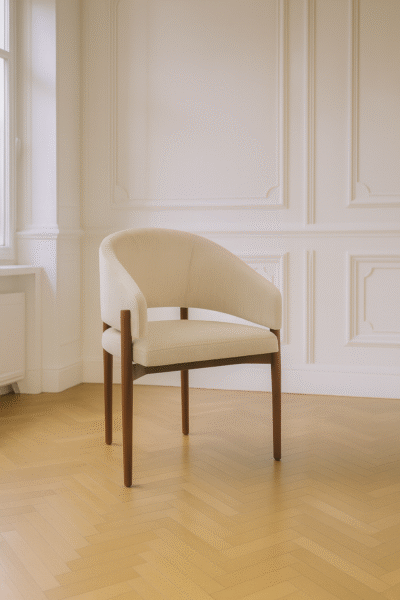 CHAISE ROSA CHENILLE BEIGE BOIS MARRON CHAISE ROSA CHENILLE BEIGE BOIS MARRON