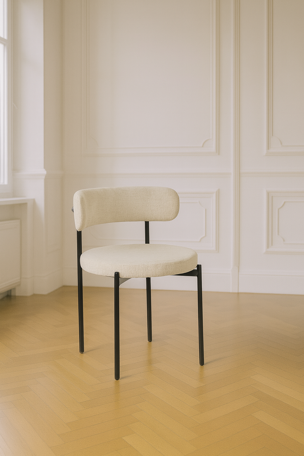 CHAISE SOHO TISSU CHENILLE PIEDS NOIRS