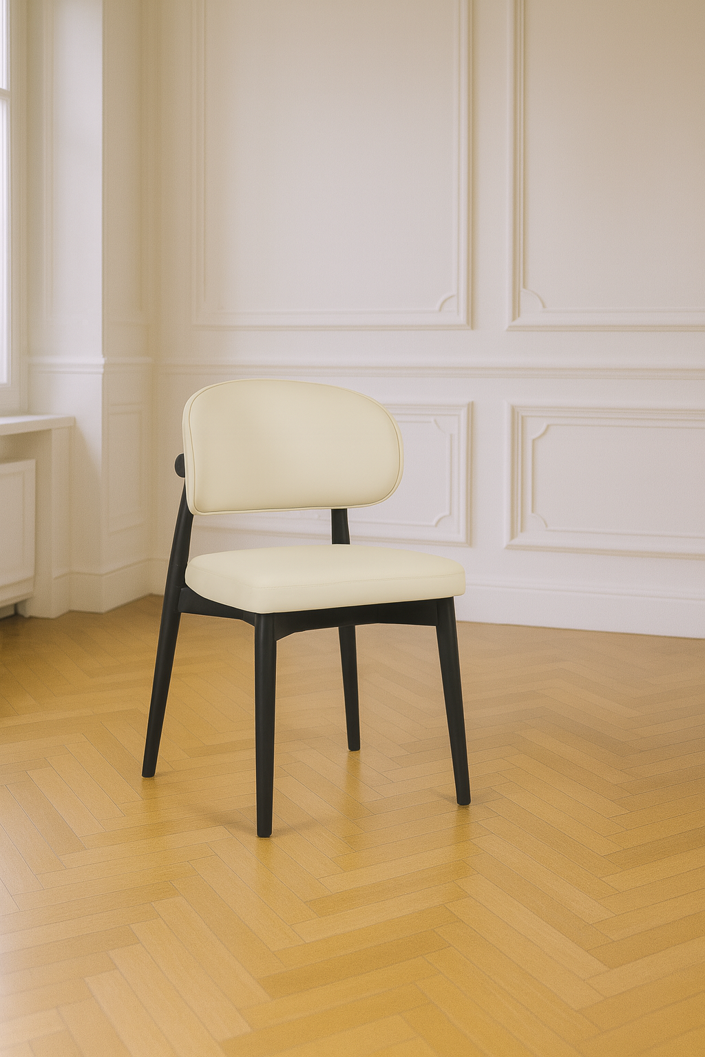CHAISE TEDDY BOIS NOIR VELOURS