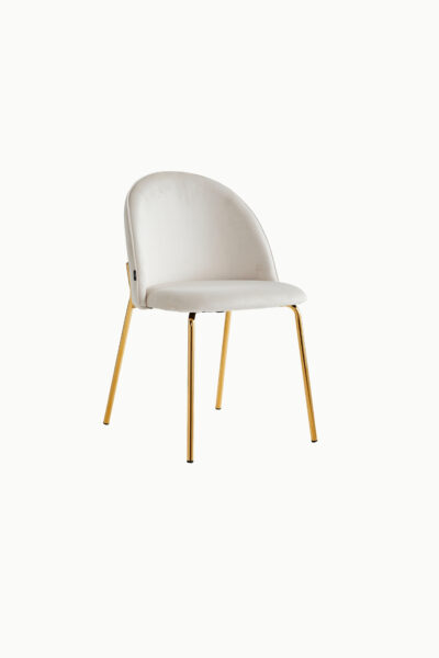 Chaise GENOVA pied design métal doré et velours beige antitache