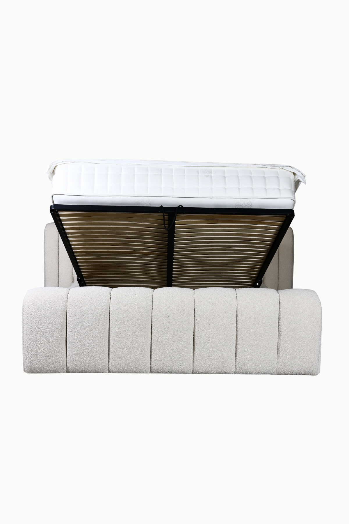 Lit coffre ARIA XL tissu laine bouclée écru