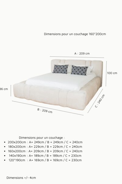 LIT COFFRE CELINE DIMENSIONS MAJ Lit coffre CELINE, dimensions