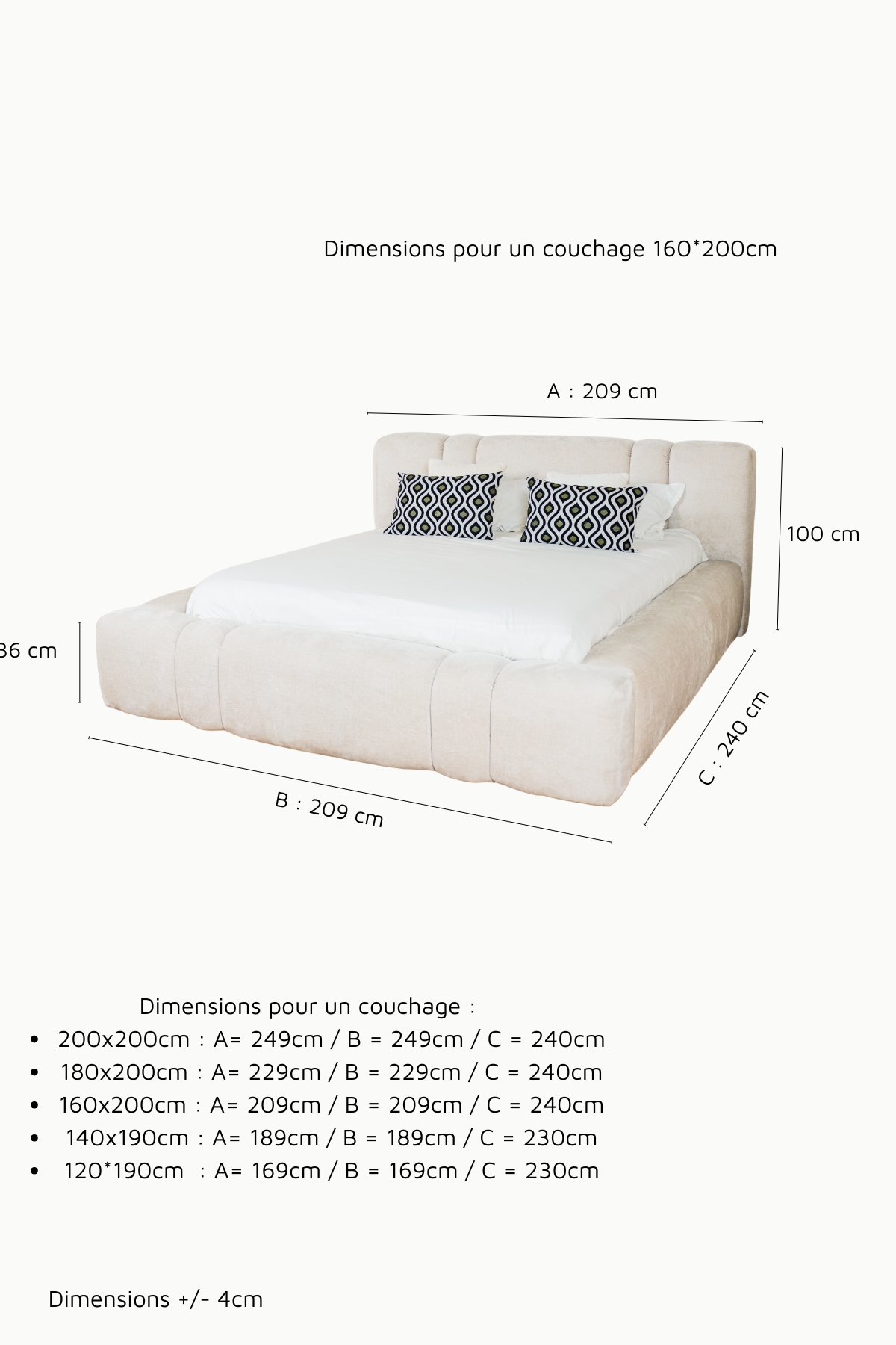 LIT COFFRE CELINE DIMENSIONS MAJ Lit coffre CELINE, dimensions