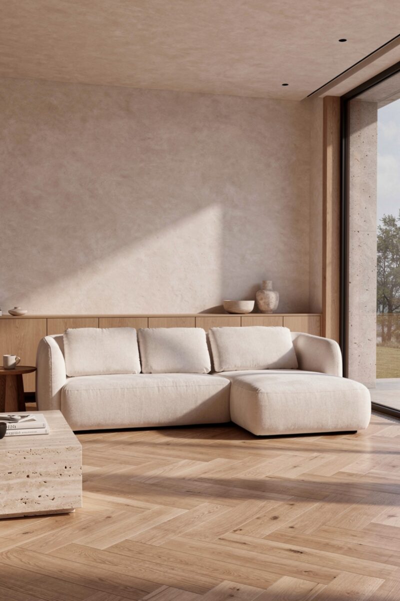 MARINA CHENILLE ECRU ANGLE DROIT