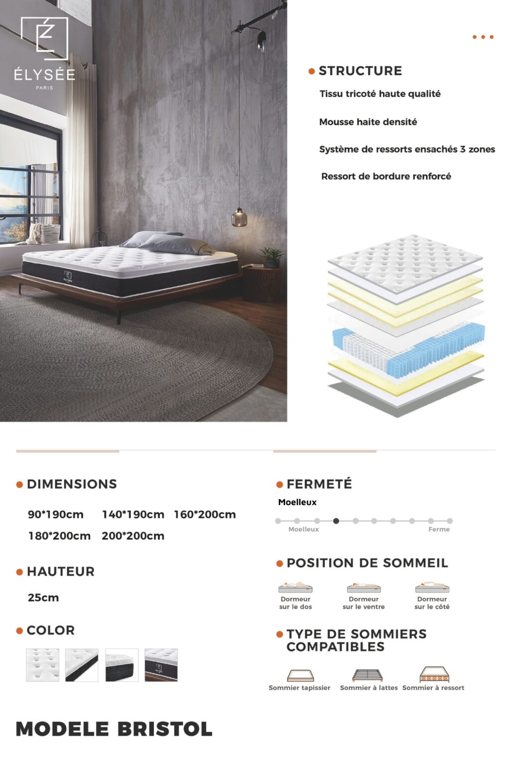 MATELAS BRISTOL FICHE PRODUIT MATELAS BRISTOL FICHE PRODUIT