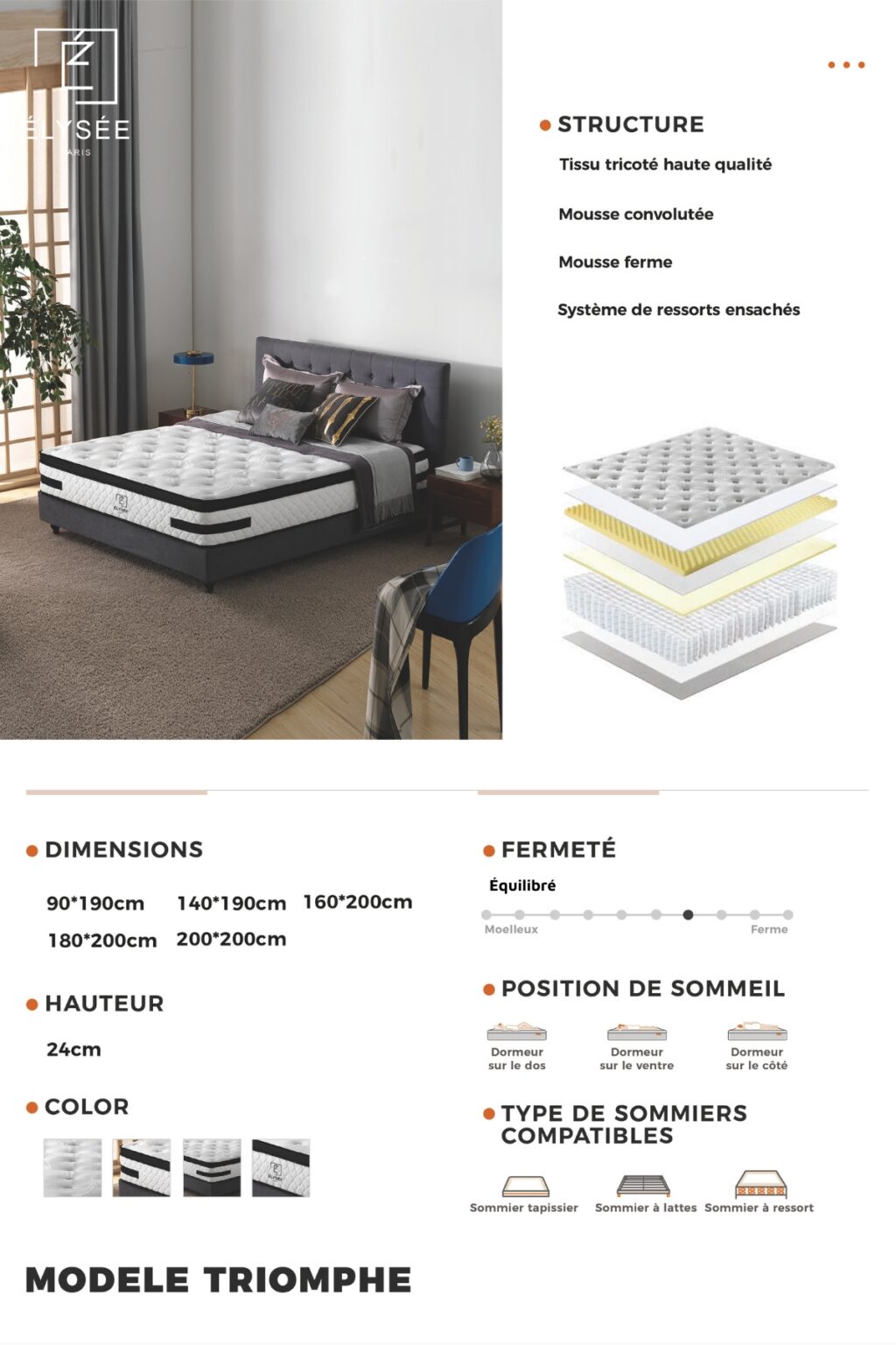 MATELAS TRIOMPHE FICHE PRODUIT