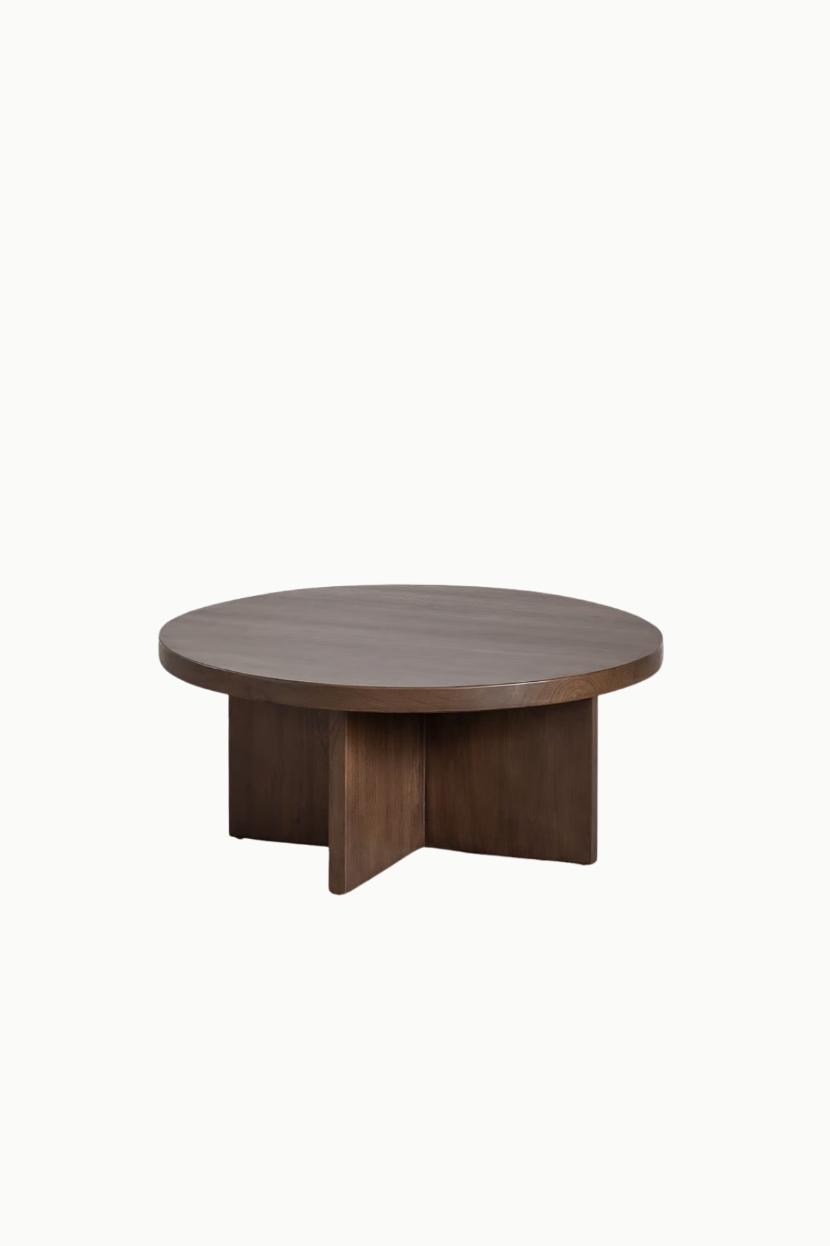 Table basse Milo ronde 80 cm en bois de manguier marron avec pieds croisés