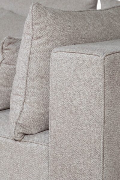 MONTECARLO MODULABLE (9) Canapé d'angle modulable en tissu chenille beige, composé de plusieurs modules avec coussins assortis"