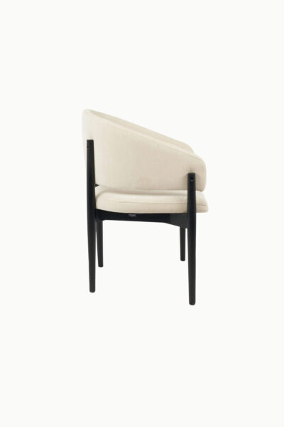 ROSA TISSU BEIGE PIEDS NOIR (4) Chaise Rosa en bois d’hévéa avec tissu chenille beige et pieds noirs