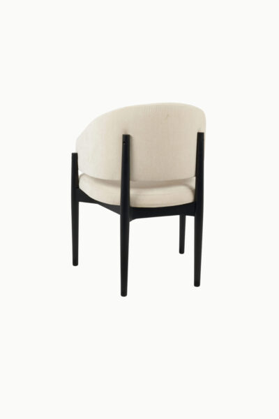 ROSA TISSU BEIGE PIEDS NOIR (5) Chaise Rosa en bois d’hévéa avec tissu chenille beige et pieds noirs