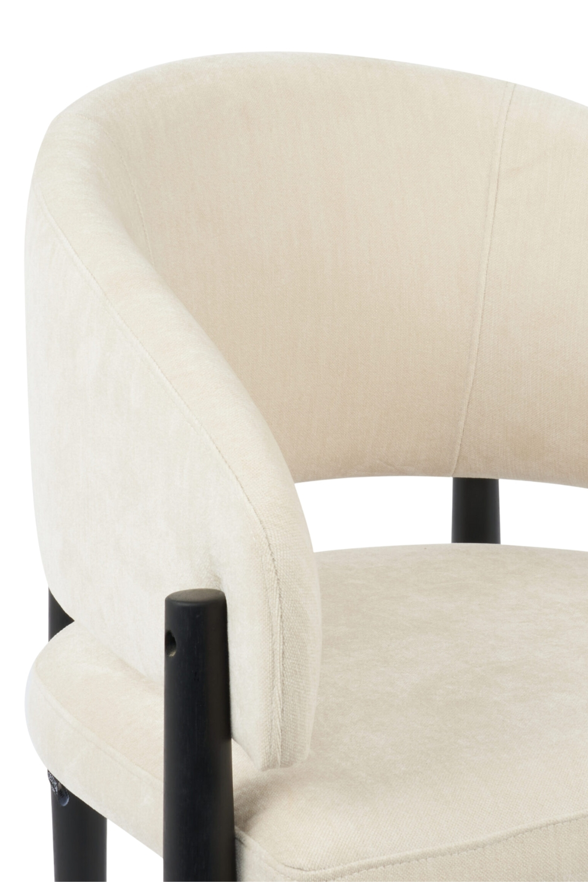 ROSA TISSU BEIGE PIEDS NOIR (6) Chaise Rosa en bois d’hévéa avec tissu chenille beige et pieds noirs