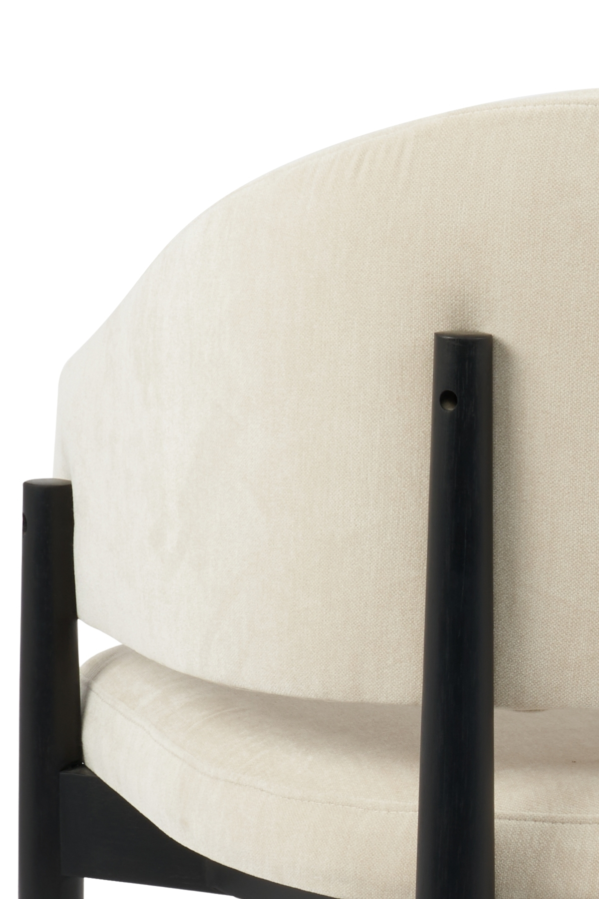 ROSA TISSU BEIGE PIEDS NOIR (7) Chaise Rosa en bois d’hévéa avec tissu chenille beige et pieds noirs