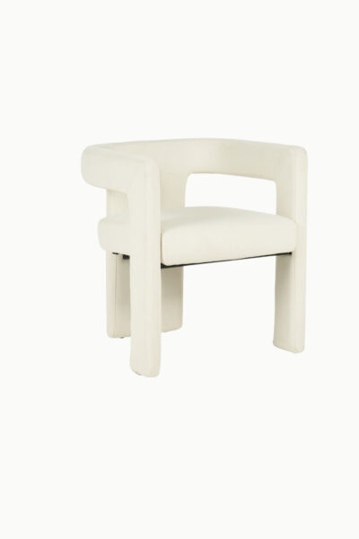 Chaise / fauteuil Scarlet design, velours écru