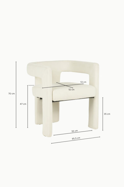 Chaise / fauteuil Scarlet design, velours écru