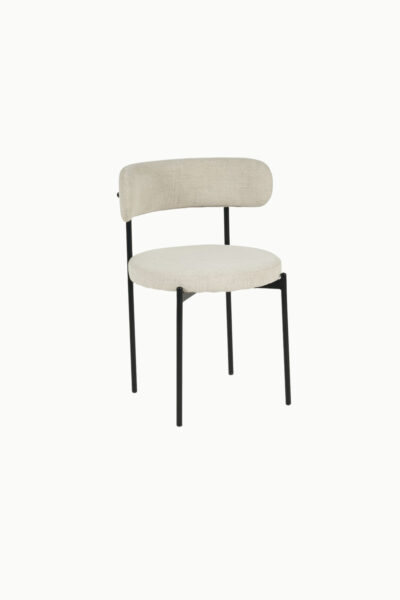 Chaise SOHO design avec piétement métal noir et tissu chenille beige