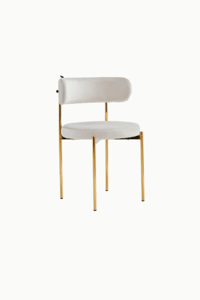 Chaise SOHO design avec piétement doré et tissu velours beige