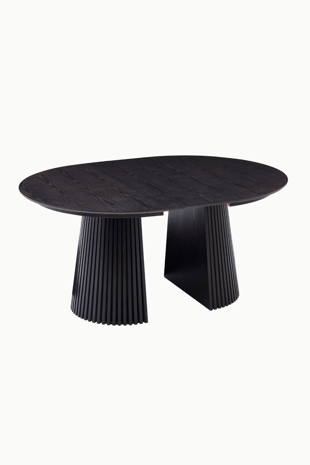 Table extensible Anna en bois MDF avec piétement conique nervuré, ronde 120 cm extensible à 160 et 200 cm, disponible en crème ou marron, design moderne et fonctionnel Maison des Meubles