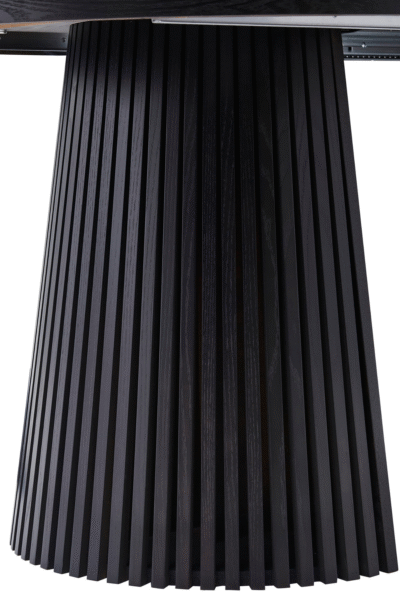 Table extensible Anna en bois MDF avec piétement conique nervuré, ronde 120 cm extensible à 160 et 200 cm, disponible en crème ou marron, design moderne et fonctionnel Maison des Meubles