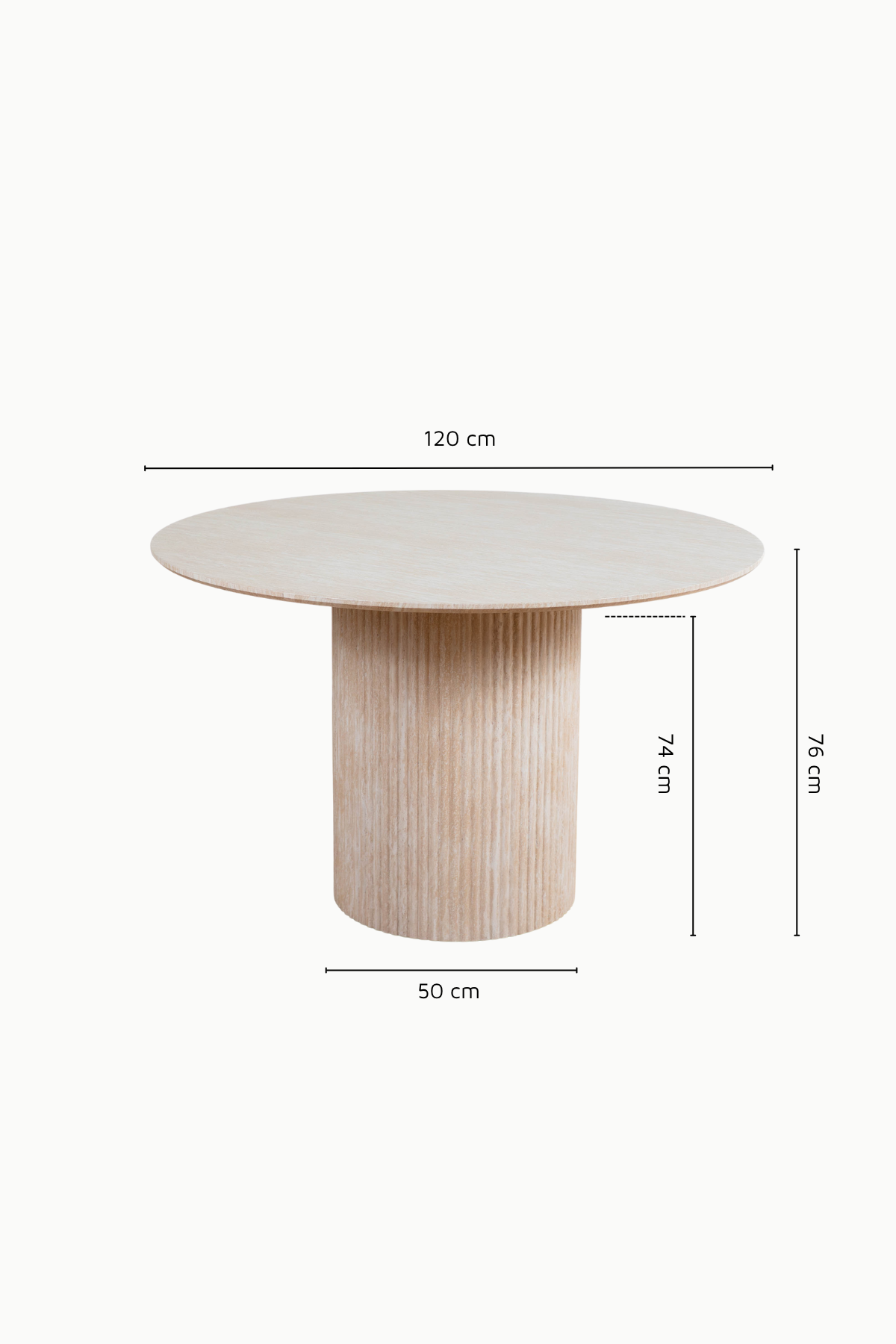 Dimensions table à manger PILLARD effet travertin