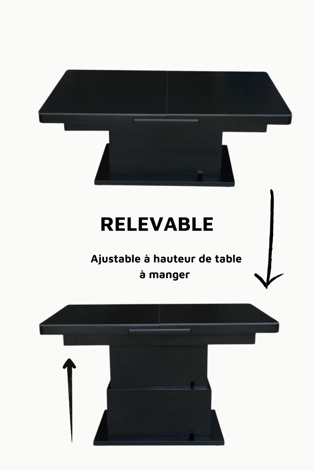 TABLE A MANGER TABLE BASSE RELEVABLE TB86 NOIRE CERAMIQUE 3