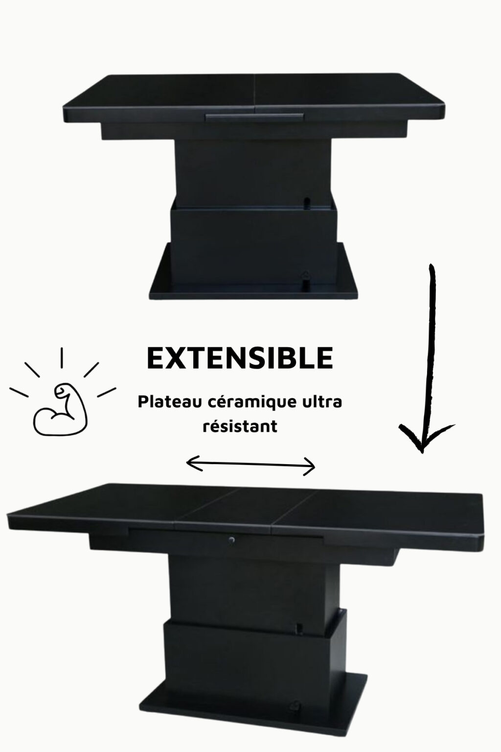 TABLE A MANGER TABLE BASSE RELEVABLE TB86 NOIRE CERAMIQUE 4