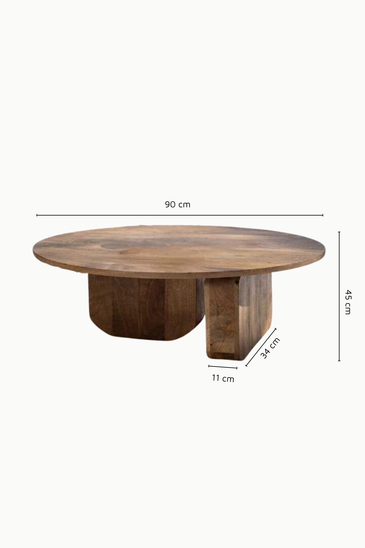 Table basse Leana ronde en bois d’acacia marron avec piètement sculptural