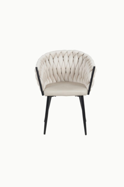 Chaise Trecy en velours avec piètement métal noir, design moderne élégant