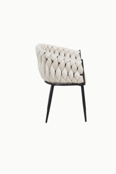 Chaise Trecy en velours avec piètement métal noir, design moderne élégant