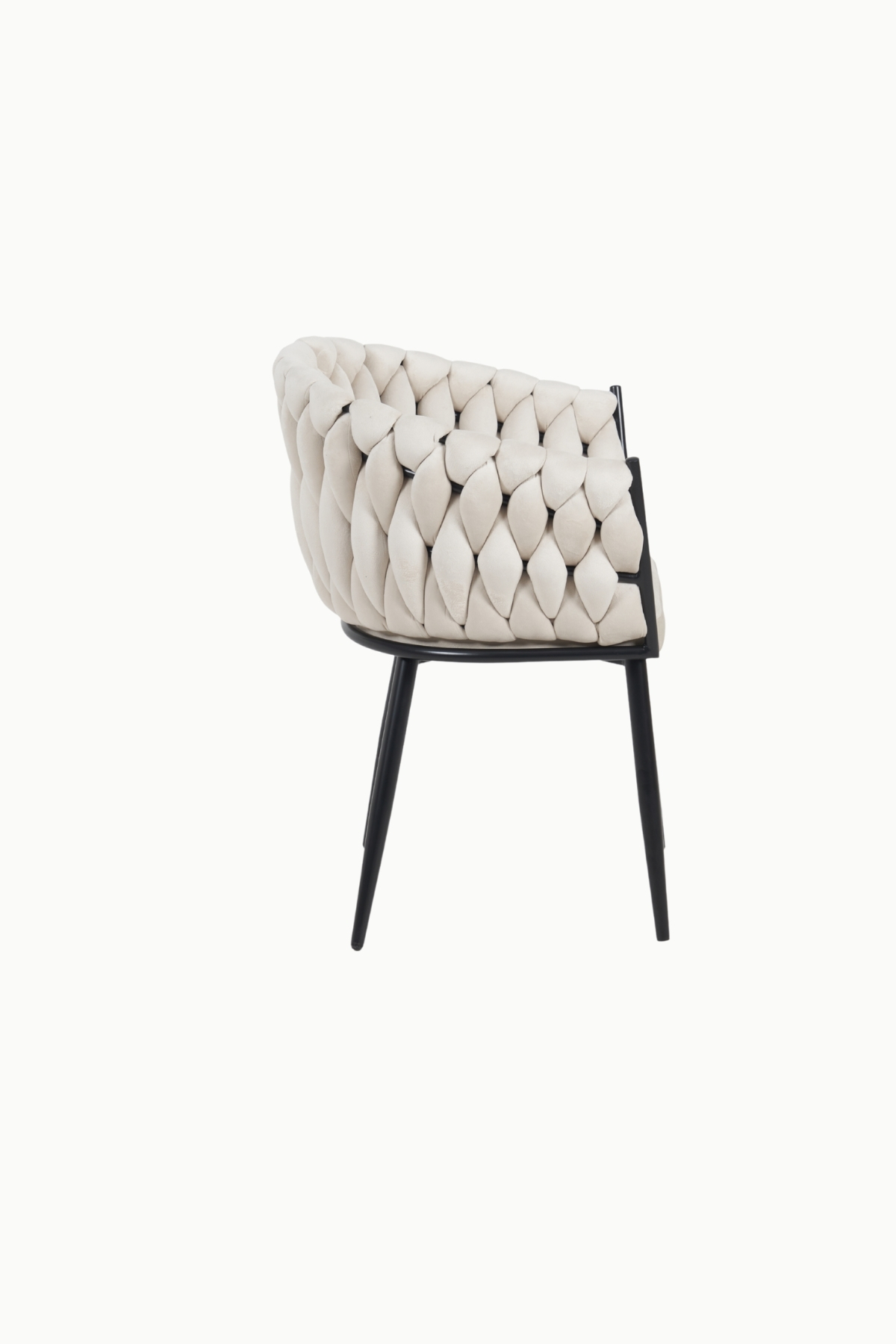 Chaise Trecy en velours avec piètement métal noir, design moderne élégant