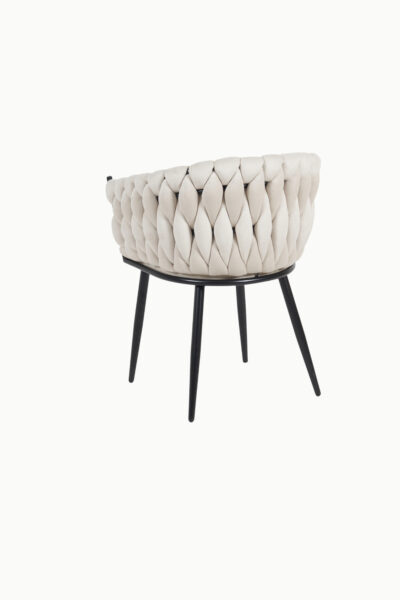 Chaise Trecy en velours avec piètement métal noir, design moderne élégant