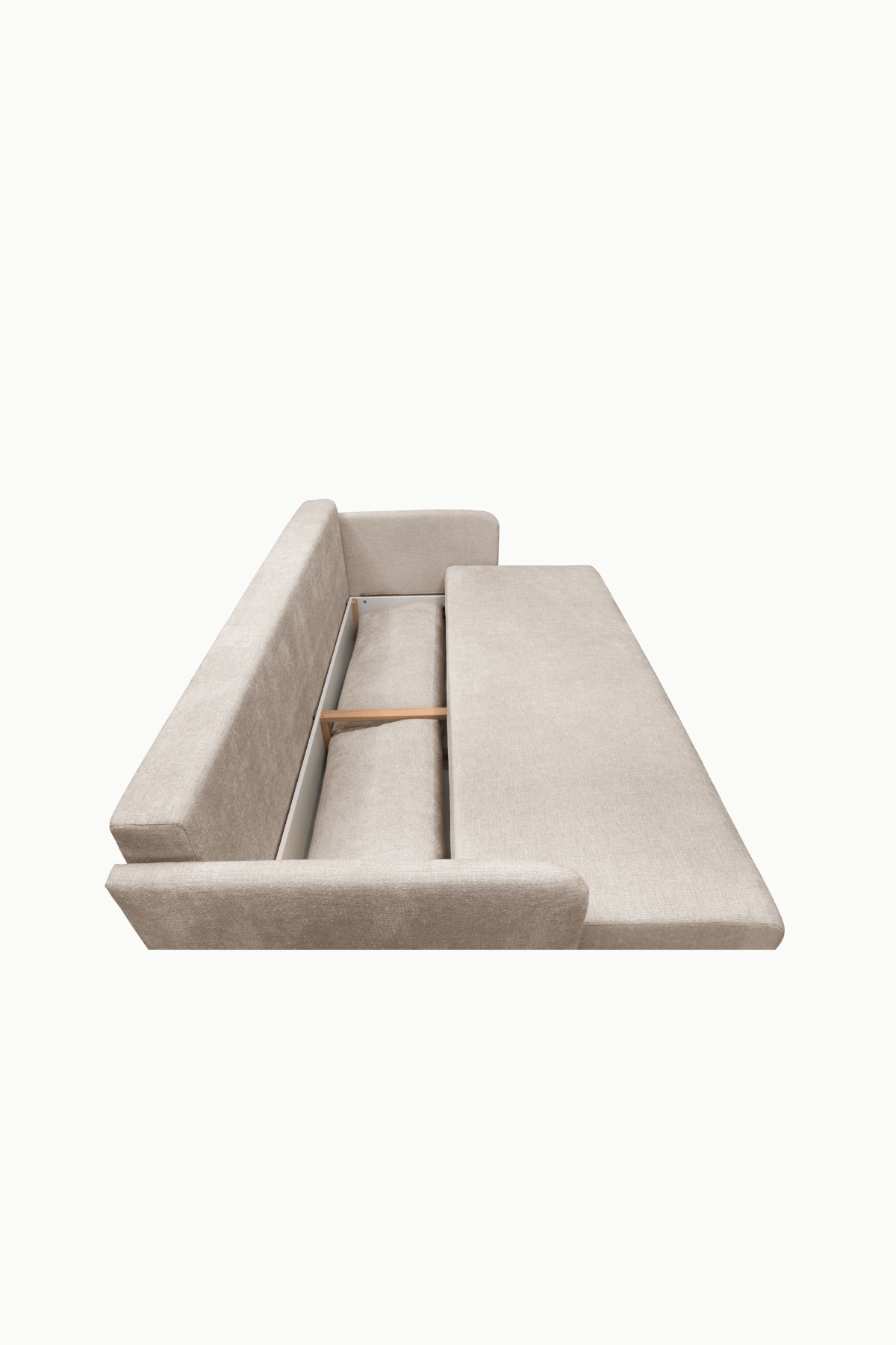 canapé alan en tissu chenille beige avec accoudoirs arrondis et assise 4 places