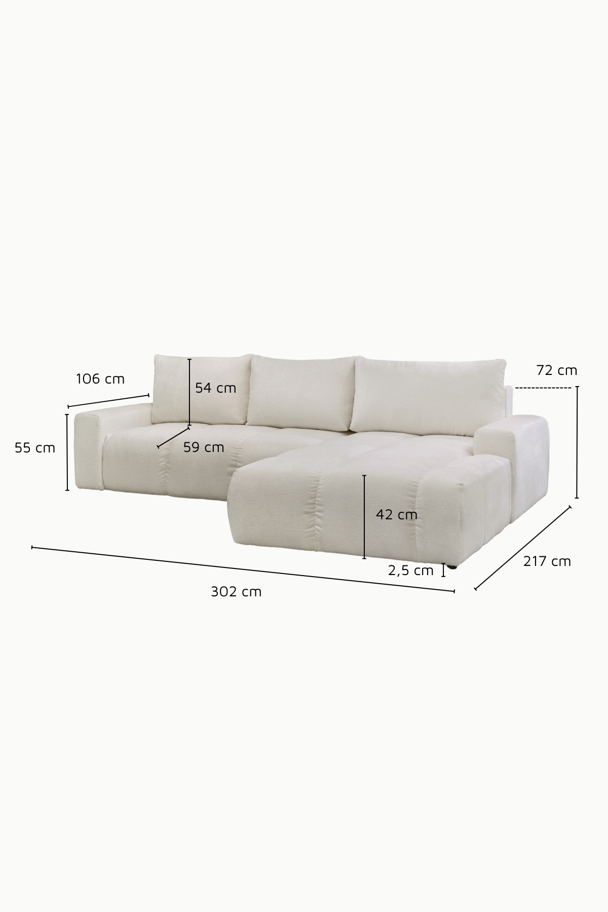 dimensions canape bubble xl