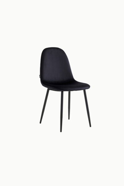 Chaise SCANDINAVE pied métal noir et velours noir antitache