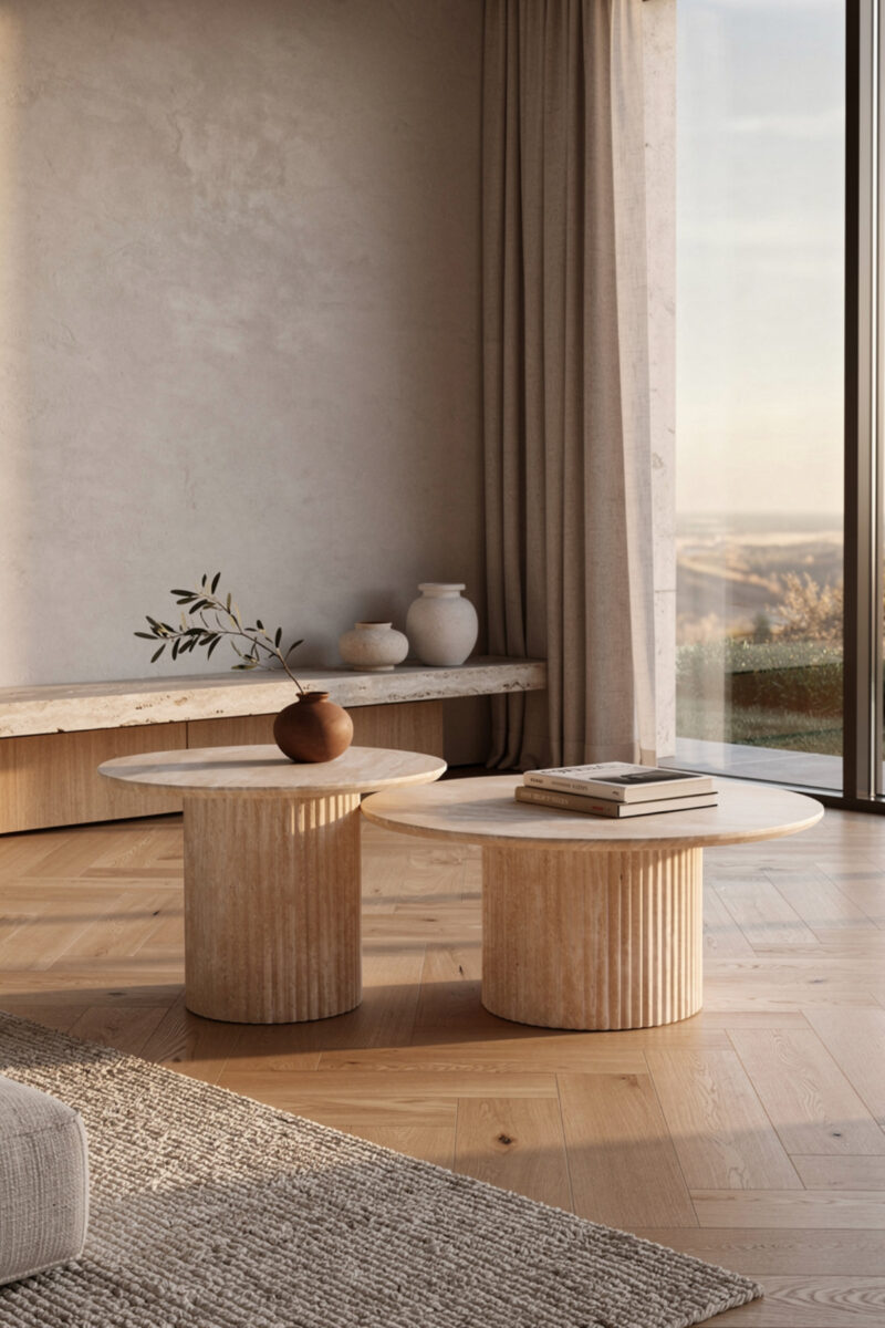 table basse gigogne pillard effet travertin
