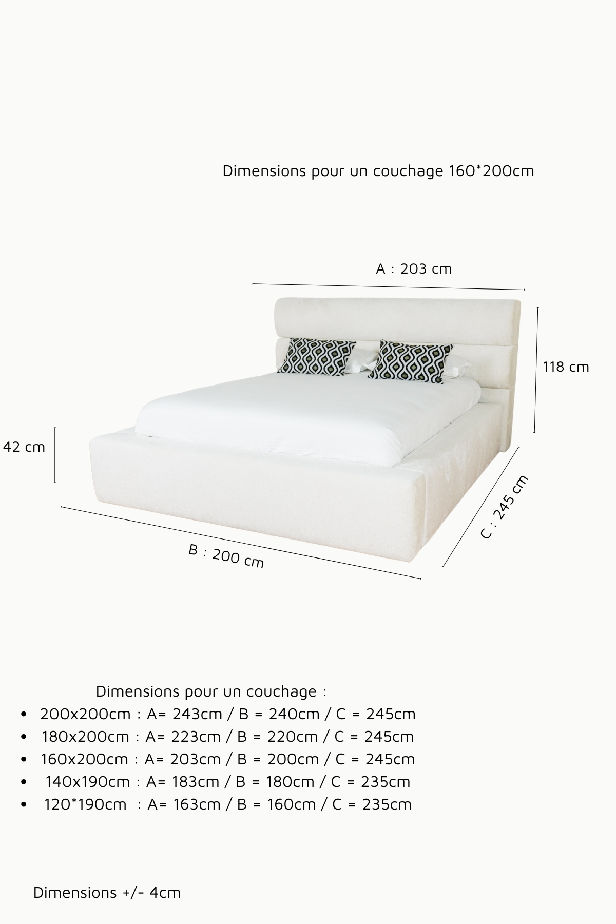 Lit coffre julia deux places en tissu chenille écru, design contemporain minimaliste avec grand coffre de rangement et fabrication européenne haut de gamme.