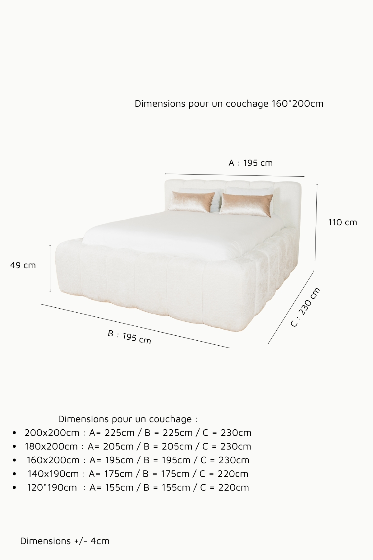 Lit coffre lisa deux places en tissu chenille écru, design contemporain minimaliste avec grand coffre de rangement et fabrication européenne haut de gamme.