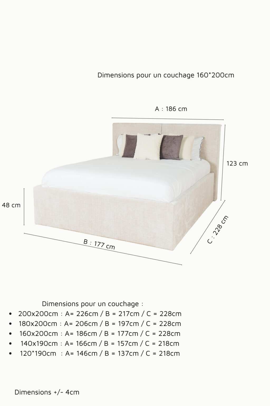LIT COFFRE MIA TISSU CHENILLE 1
